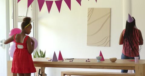 Joyful Party Decoration with Hanging Purple Banners