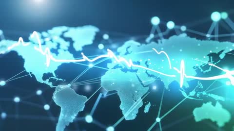 Digital Global Map with Dynamic Waveform Illustrates Global Connectivity