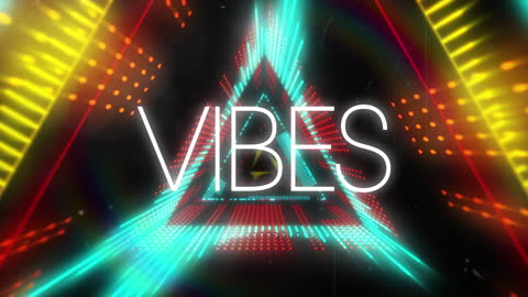 Dynamic VIBES Text in Multicolored Glowing Tunnel