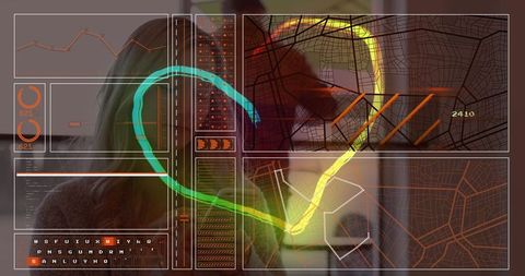 Technician Examining High-Tech Interface in Modern Lab