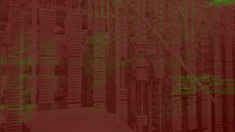 Animated Data Processing Over Server Racks Machine Process