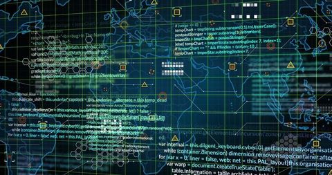 Global Connections Data Processing with Digital Grid Overlay - Download Free Stock Images Pikwizard.com