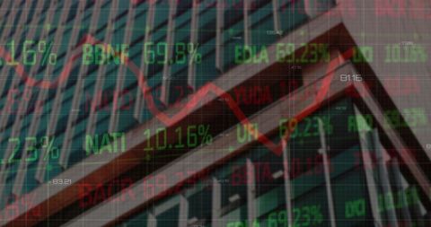 Composite Image of Stock Market Graph Overlay Building Façade