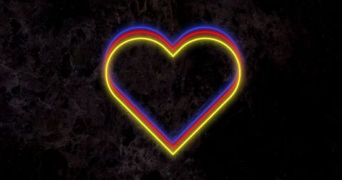 Neon Heart Lights in Red, Yellow, and Blue Colors - Download Free Stock Images Pikwizard.com