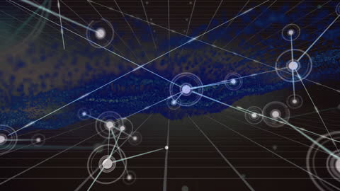 Digital Network Connecting Data Points in Blue Matrix