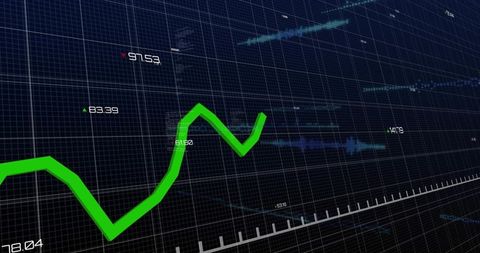 Green 3D Trend Line Indicating Financial Growth on Isometric Grid Dashboard
