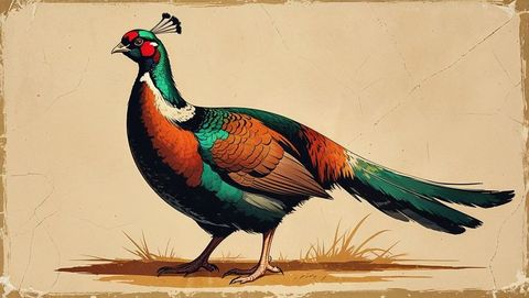 Vintage ornithology animal painting of vibrant gamebird illustration