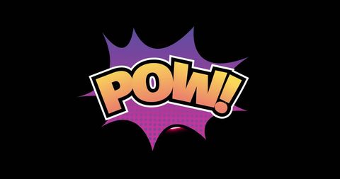 Colorful Comic Style 'Pow!' Text on Black Background - Download Free Stock Images Pikwizard.com
