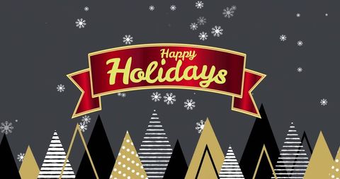 Festive Holiday Greeting with Modern Christmas Trees