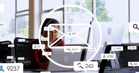 Business Team Engaged in Digital Communication with Interfaces
