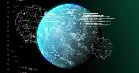 Global cybersecurity network visualizing real-time threat monitoring on digital earth