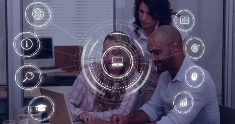 Collaborative Teamwork in Modern Business with Digital Interface