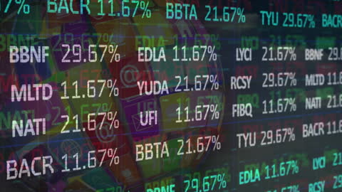 Digital Financial Data Streaming Over World Map