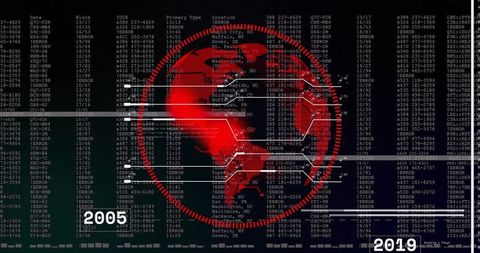 Globe with Digital Data Streams in Abstract Tech Concept
