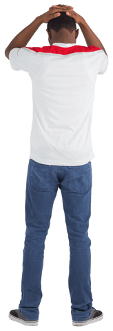 Transparent Background Sad Soccer Fan in Jersey Looking Down