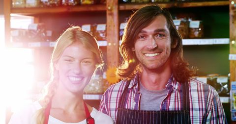 Friendly Employees Posing at Organic Grocery Store
