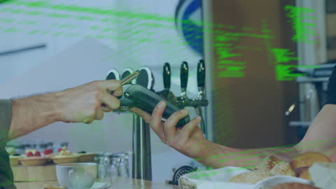 Digital Transaction with Smartphone Payment at Cafe Counter