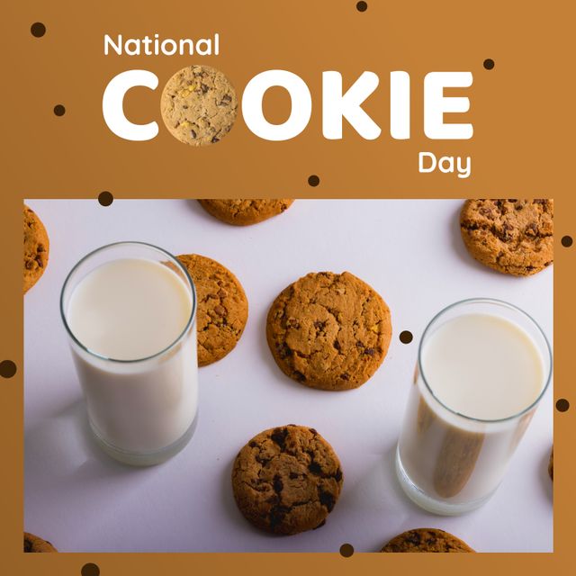 National Cookie Day Celebration Setting with Milk and Cookies - Download Free Stock Templates Pikwizard.com