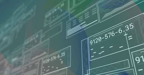 Displaying translucent holographic data dashboard with numeric readouts and ui panels