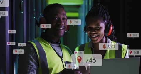 team monitoring social media analytics in data center for optimized networking - Download Free Stock Images Pikwizard.com