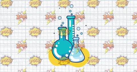 Retro Comics Science Background with Laboratory Beakers - Download Free Stock Images Pikwizard.com