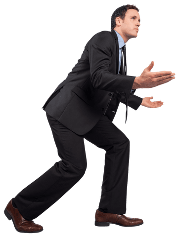 Businessman with Outstretched Arms in Transparent Background