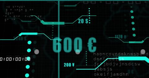 Futuristic Digital Interface with Currency Symbols - Download Free Stock Images Pikwizard.com