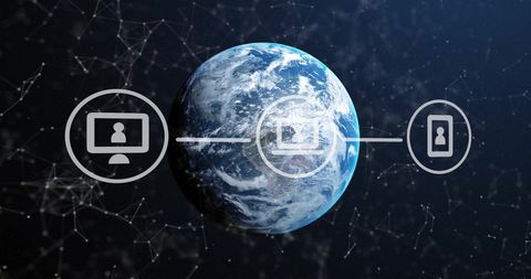 Global Digital Connectivity with Network Symbols over Earth - Download Free Stock Images Pikwizard.com