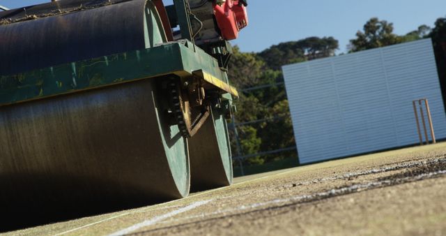 Cricket Pitch Preparation with Heavy Roller - Download Free Stock Images Pikwizard.com