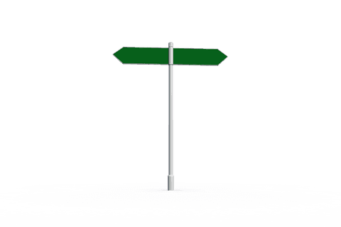 Green directional sign on transparent background for business design