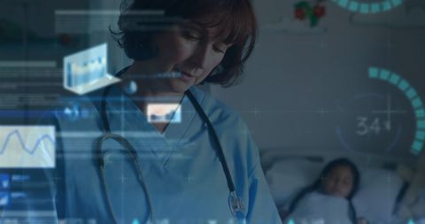 Healthcare Worker Documenting with Futuristic Data Overlay - Download Free Stock Images Pikwizard.com