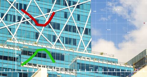 Financial Data Concepts with Modern Architecture in Background