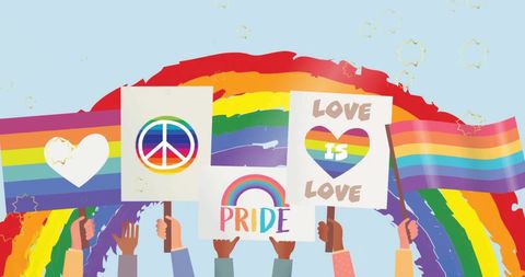 Illustrative Rainbow Banner for LGBTQIA Equality and Pride