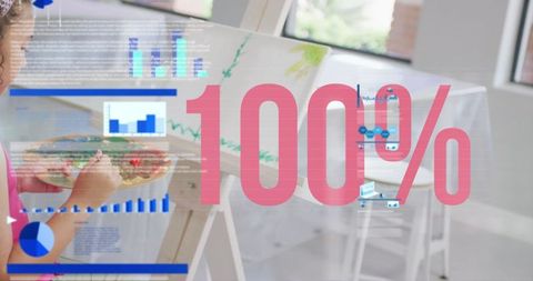 Diverse Schoolchildren Painting with Data Processing Overlay