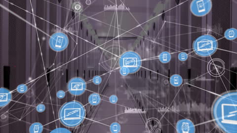 Abstract Network in Data Center With Technology Icons