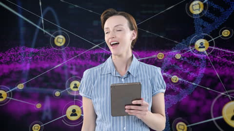 Digital Interface Concept: Woman Engaging with Global Network