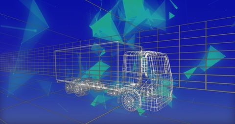 Futuristic Truck on Digital Grid Background Illustrates Modern Transport - Download Free Stock Images Pikwizard.com