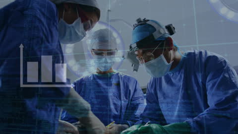 Digital Interface Mixed with Team of Surgeons During Operation