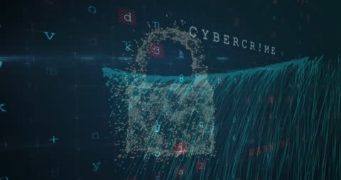 Digital Padlock With Cybercrime and Virus Warning Infographic