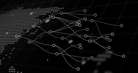 Global Network Connections on Digital Black Map