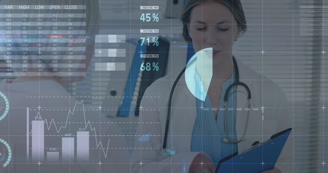 Healthcare Professional Analyzing Data with Futuristic Interface - Download Free Stock Images Pikwizard.com