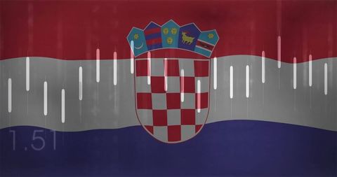Croatian flag with checkerboard shield and digital design elements