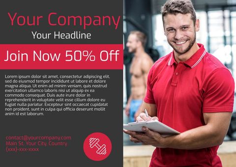Promotional Flyer for Fitness and Corporate Wellness Programs - Download Free Stock Templates Pikwizard.com