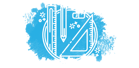 Transparent Illustration of School Tools with Blue Stain Motif