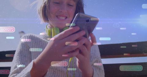Woman Engaged on Smartphone with Social Media Icons - Download Free Stock Images Pikwizard.com