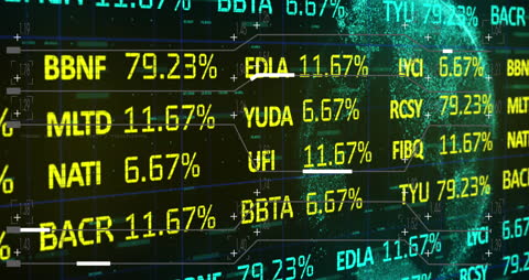 Digital Stock Market Data Display in Virtual Interface