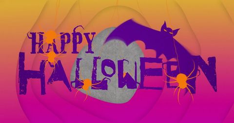 Creative Happy Halloween Banner with Bat and Spiders