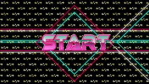 Neon Start Sign with Retro Geometric Design
