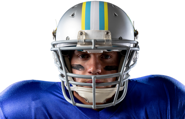 Transparent Background Close-Up American Football Player in Team Uniform and Helmet - Download Free Stock Videos Pikwizard.com