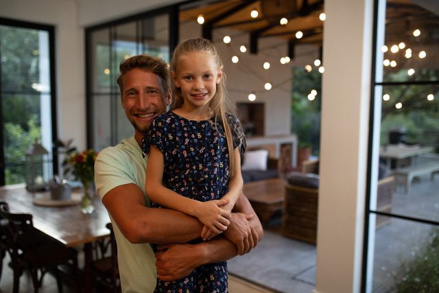 Father and Daughter Smiling in Modern Kitchen - Download Free Stock Images Pikwizard.com